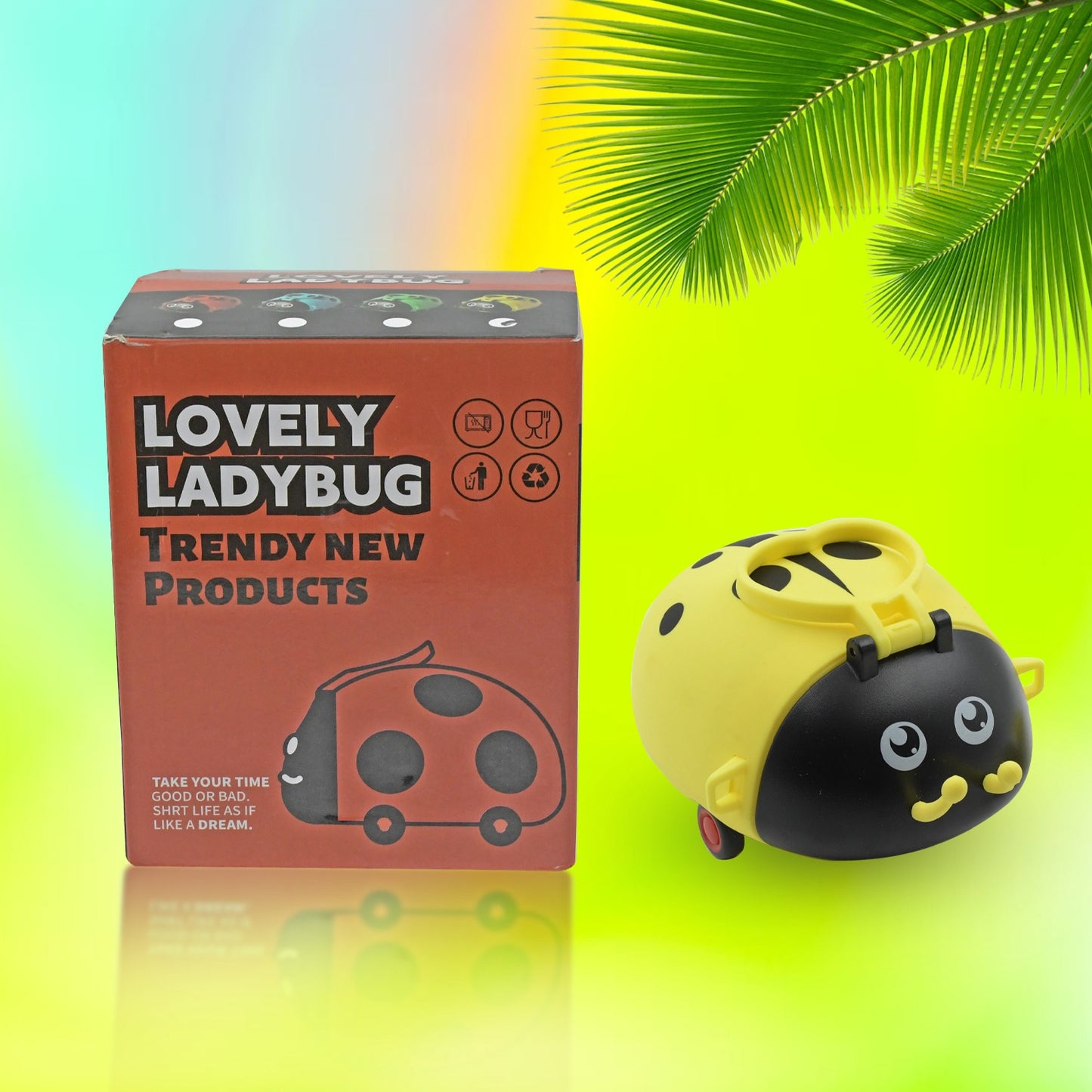 Cute Plastic Bug Shape Water Bottle With Adjustable Shoulder Strap 4 Wheel   Straw Portable Drinking Cup Water Bottle For Kids  Water Bottle  Return Gift For Kids  Water Bottle With Straw  School Kinds Water Bottle (1 Pc)